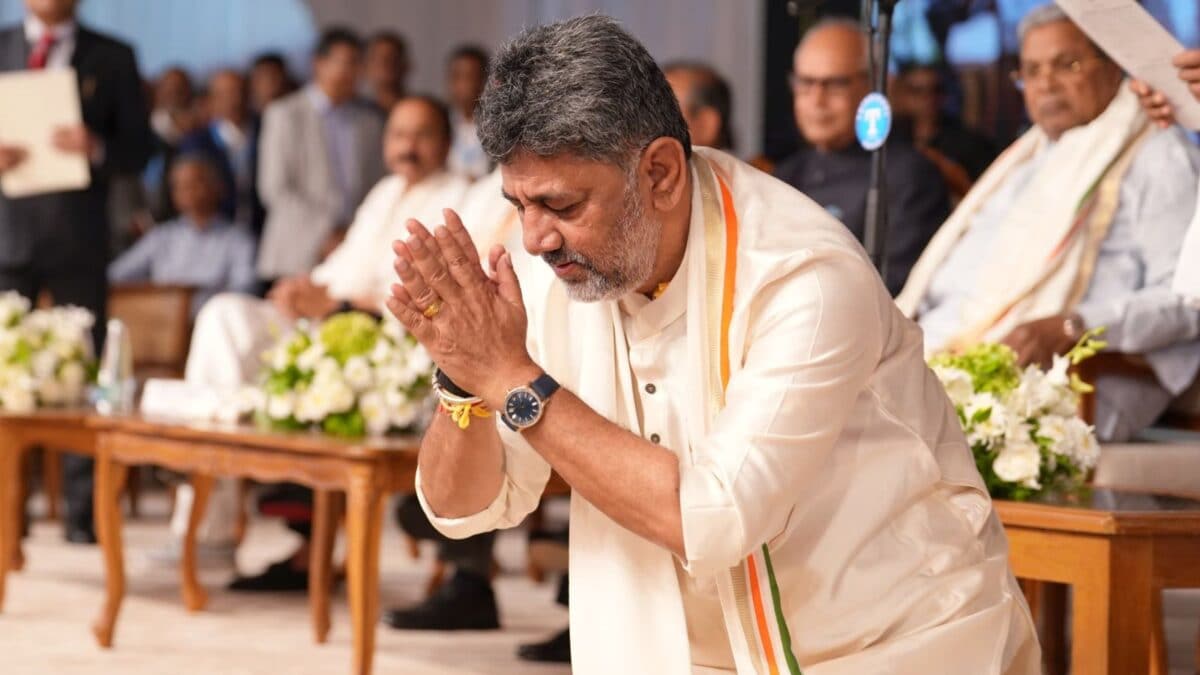 Karnataka CM DK Shivakumar Heads To Delhi As Tussle Over Portfolio Allocation Continues