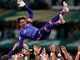 Mexico goalkeeper Guillermo Ochoa is celebrated by his team (AP)