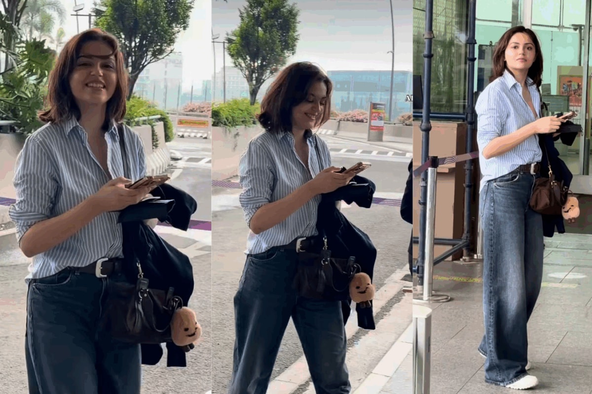 Aneet Padda Styles A Ralph Lauren Striped Shirt With Zara Denim For The Perfect Airport Outfit