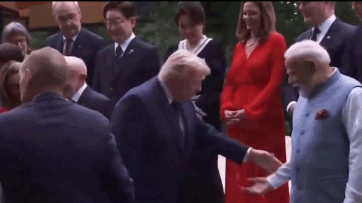 Trump Grabs PM Modi's Wrist While Climbing Stair At G7 Summit | Video