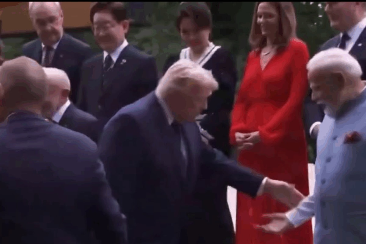 Trump Grabs PM Modi's Wrist While Climbing Stair At G7 Summit | Video