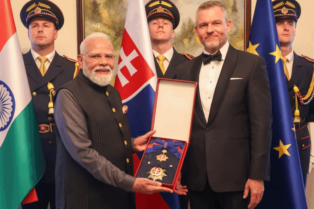 PM Modi Conferred With Slovakia’s 'Order Of The White Double Cross', His 33rd Global Honour So Far
