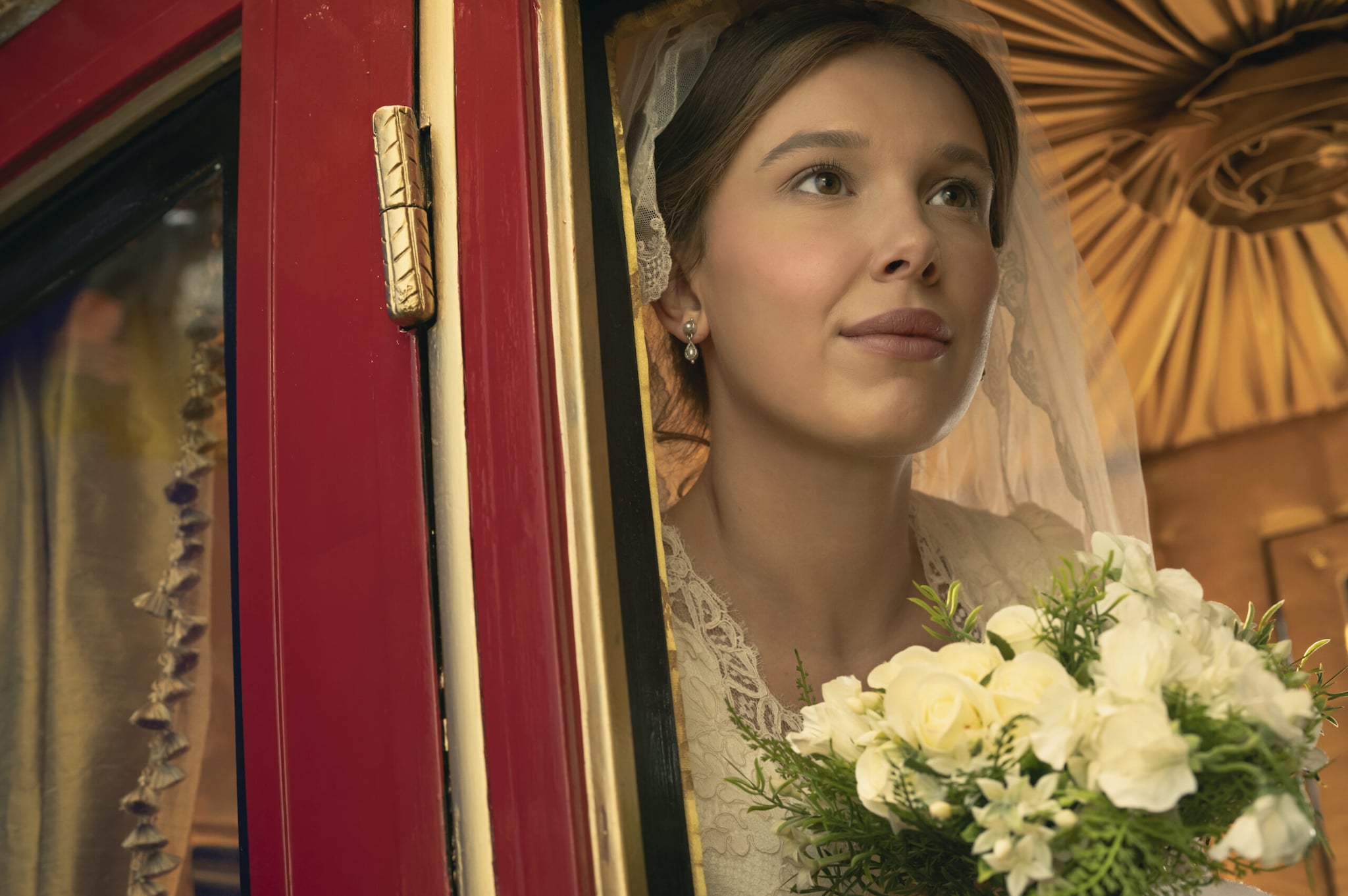 Several familiar faces are back for the franchise's biggest chapter: Millie Bobby Brown as Enola Holmes, Henry Cavill as Sherlock Holmes, Louis Partridge as Lord Tewkesbury, Helena Bonham Carter as Eudoria Holmes, Himesh Patel as Dr. John Watson, and Sharon Duncan-Brewster as Moriarty/Mira Troy.