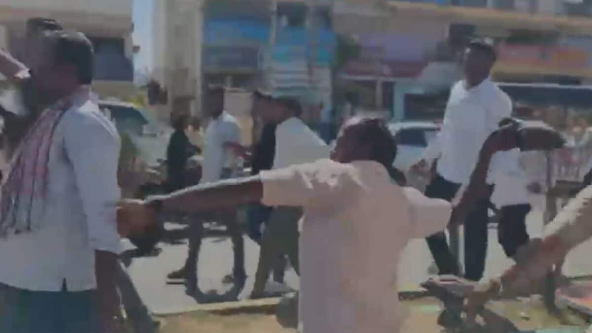 Slipper Hurled At Chikkaballapur MLA Eshwar During Fiery Protest | Video
