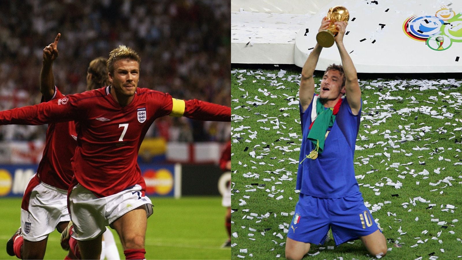 English posterboy David Beckham, and Italian icon Francesco Totti too have set up six goals at the showpiece. (x) English posterboy David Beckham, and Italian icon Francesco Totti too have set up six goals at the showpiece. (x)