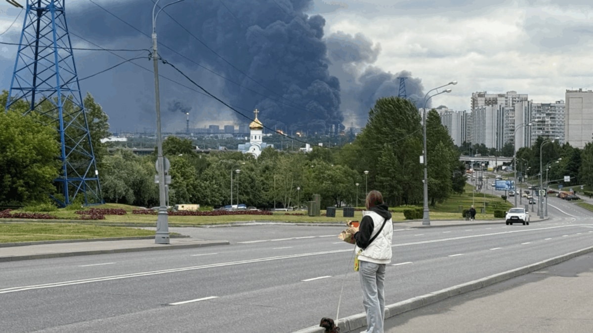 Ukrainian Drone Slams Into Russian Refinery, Blast Hurls Tank Lid Skyward | Watch