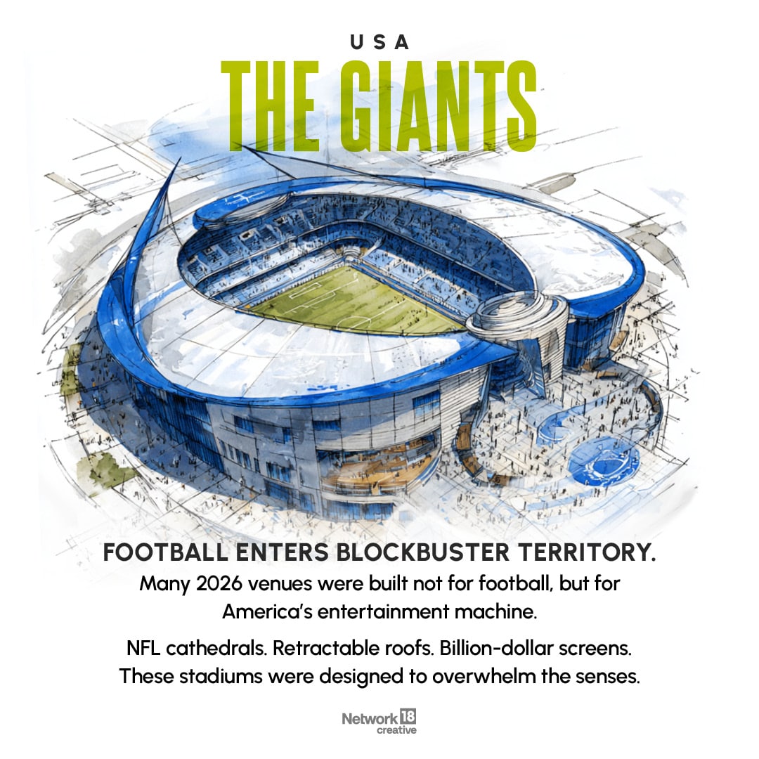 Many 2026 venues were built not for football, but for America’s entertainment machine. NFL cathedrals. Retractable roofs. Billion-dollar screens. These stadiums were designed to overwhelm the senses.