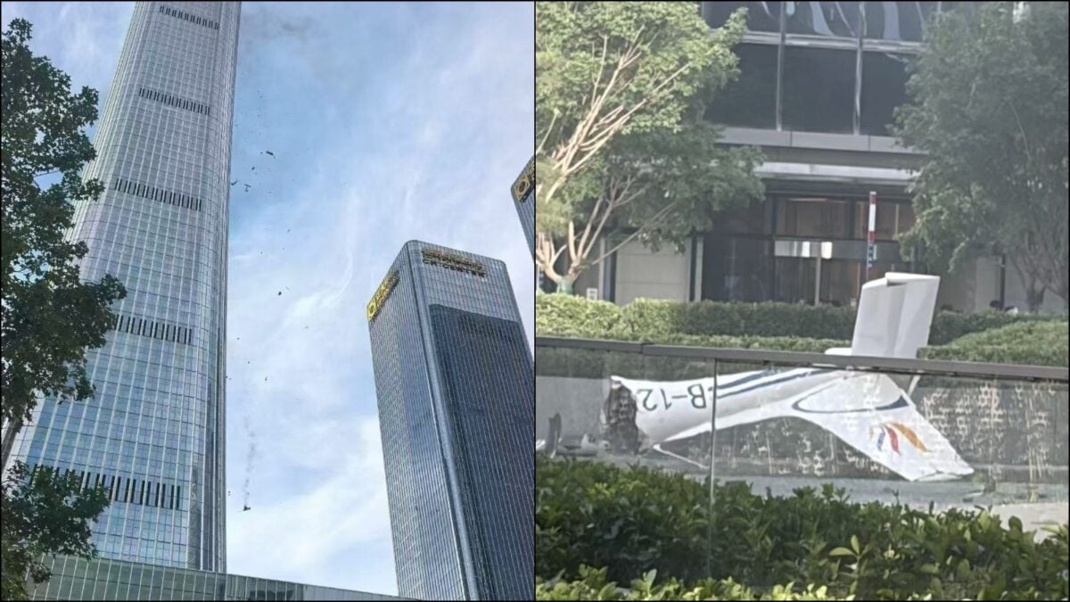 Small Chinese Plane Crashes Into Beijing's Tallest Building, Shocking Video Captures Impact