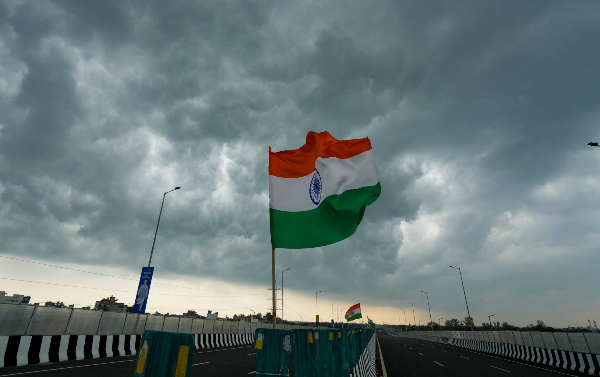 National flag (Tricolour) displayed at various locations in Delhi as the government reviews durability and maintenance of large public flag installations