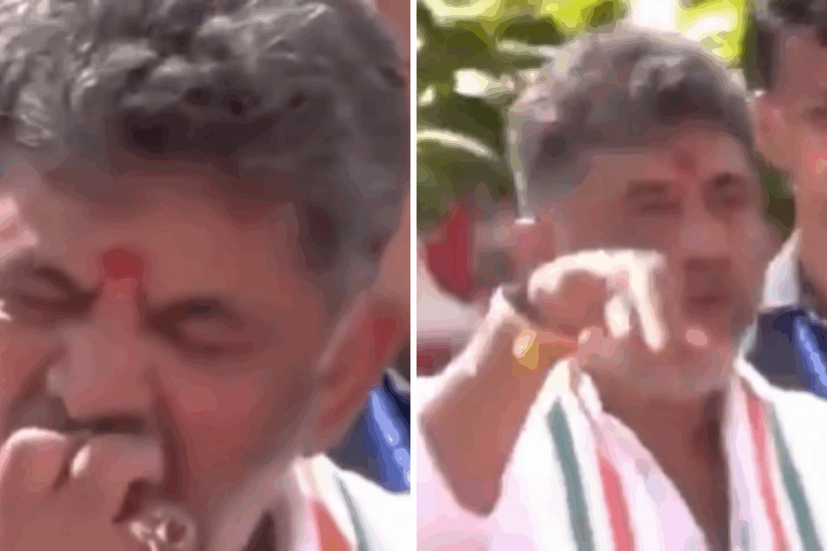 DK Shivakumar Takes Bites Of Apples, Throws Them I