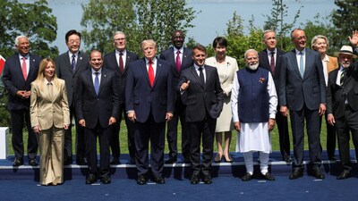 World leaders pose for a family photo at the G7 Summit. (Reuters)