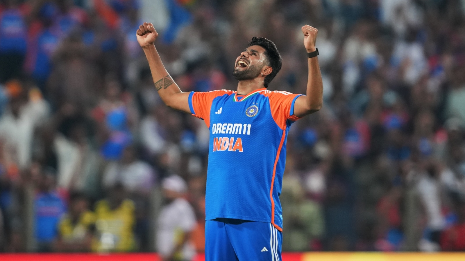 harshit rana celebrates after taking a wicket for Indian cricket team