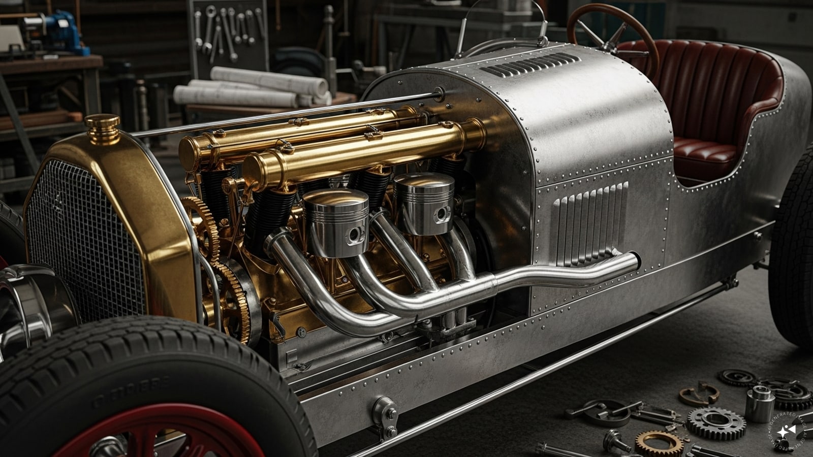 Early Grand Prix cars were heavy, mechanical machines with limited speed and no modern aerodynamics. (AI photo) 