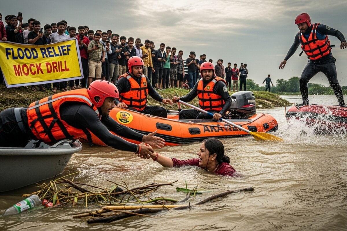 Mock Drill Becomes Real-Life Rescue as Woman Jumps Into Ghaghra River