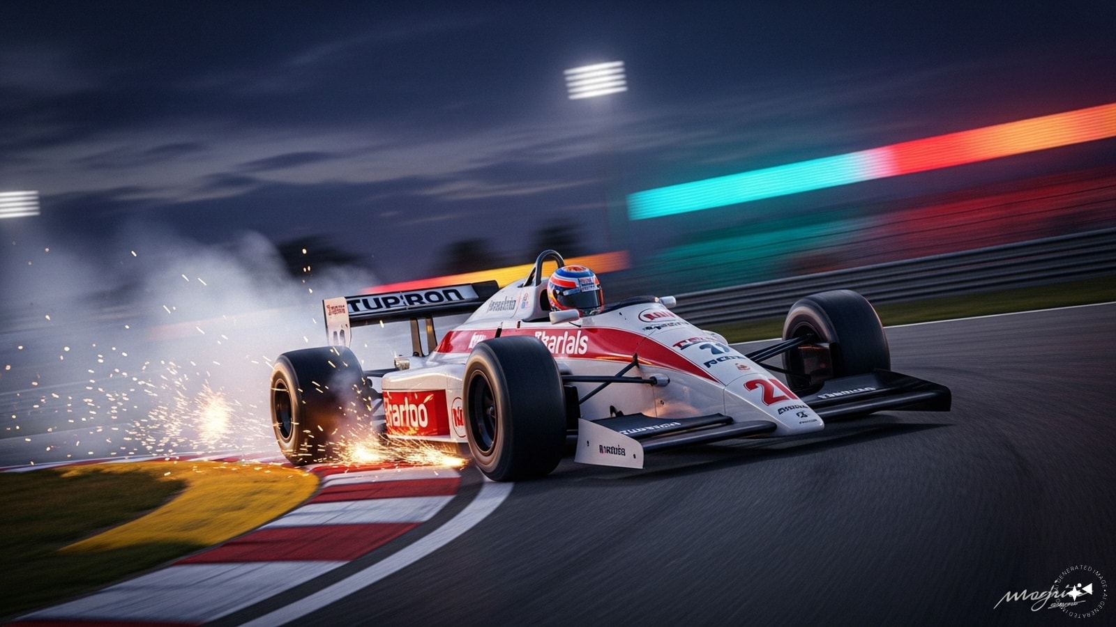 The turbocharged era of the 1980s introduced extreme horsepower and dramatic speed increases in Formula One. (AI photo)