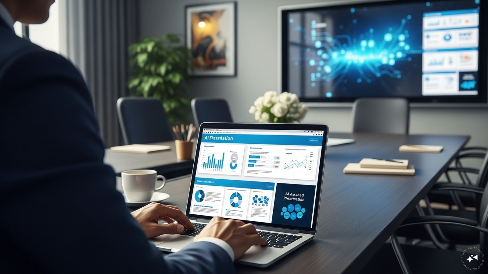 AI can help professionals create presentations, reports and business proposals more efficiently. (AI photo)