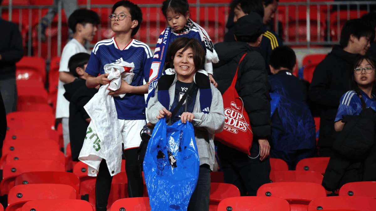 Japan Football Fans Continue Stadium Clean-Up Tradition, Their Wives Say 'Do It At Home Too'