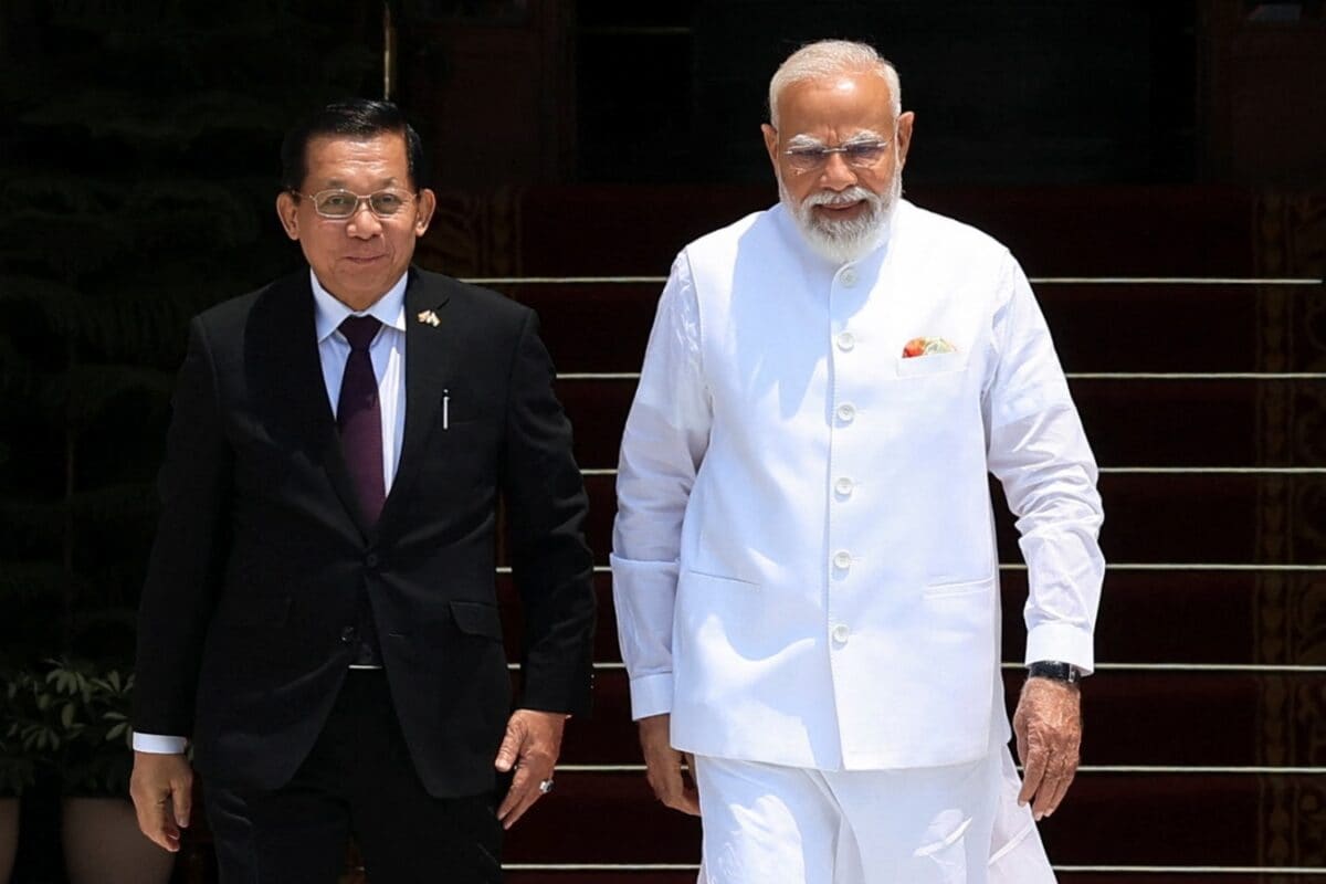 PM Modi Meets Myanmar Junta Chief, President Min Aung Hlaing At Hyderabad House | Video