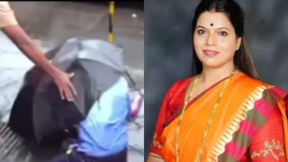 Man Falls Into Manhole In Front Of Mumbai Mayor Ritu Tawde Amid Heavy Rain, Waterlogging | Video