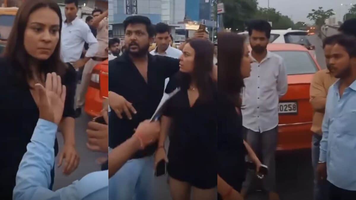 Road Rage On Delhi’s Palam Road: Woman, Cab Driver Clash Caught On Camera