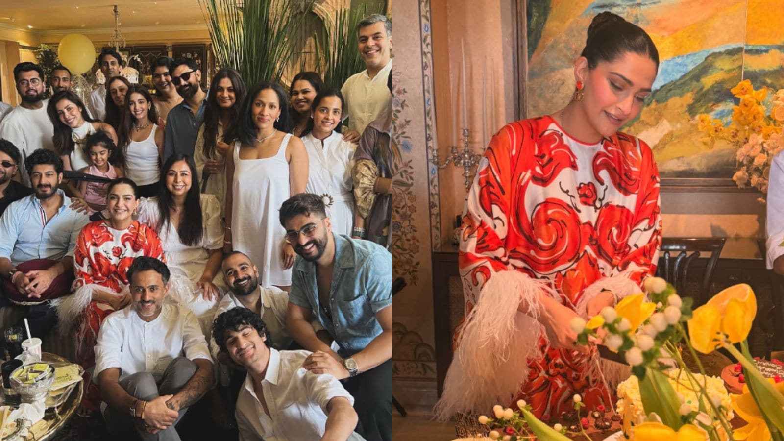 Sonam opted for a gorgeous summer silhouette: a luxurious long kaftan dress by Dolce & Gabbana.