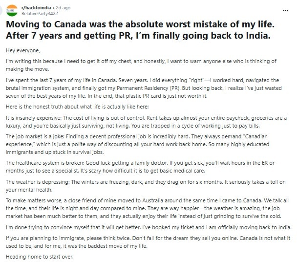 Viral post on Canada