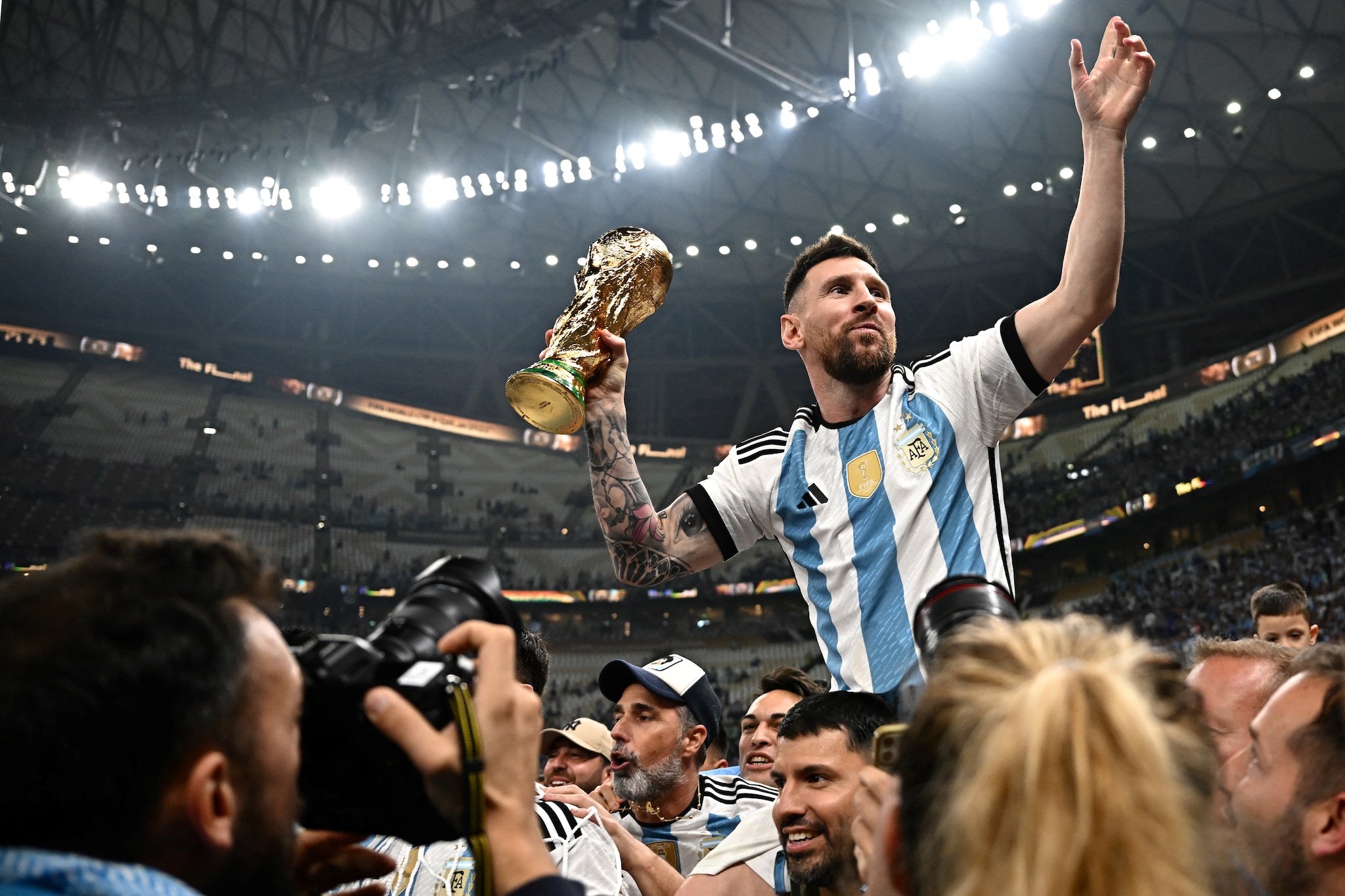  10 (7 goals, 3 assists) Messi completed his World Cup story by leading Argentina to glory while contributing to 10 goals across a memorable campaign. (AFP)