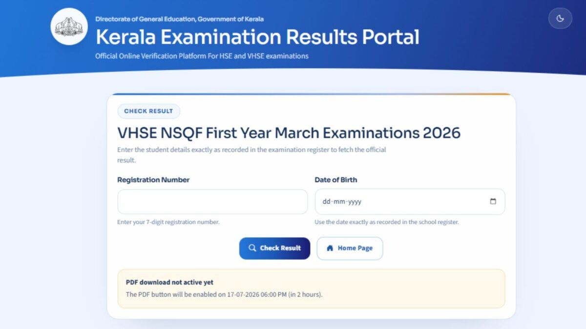 DHSE Kerala Plus One Exam Results 2026 Out: Direct Link To Download +1 Exam Scorecards