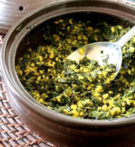 Drumstick Leaves & Dal Fry: Saute fresh, tender drumstick leaves (moringa leaves) into cooked yellow moong or toor dal. Enhanced with cumin, garlic, and ghee, this quick preparation adds a powerful boost of iron, fiber, and essential minerals to everyday meals. Drumstick Leaves & Dal Fry: Saute fresh, tender drumstick leaves (moringa leaves) into cooked yellow moong or toor dal. Enhanced with cumin, garlic, and ghee, this quick preparation adds a powerful boost of iron, fiber, and essential minerals to everyday meals.