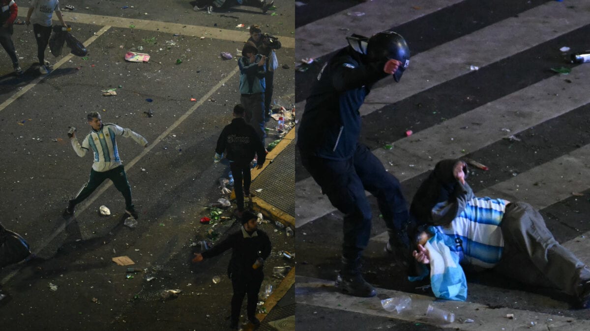 Clashes near the Obelisk in Buenos Aires after Argentina's defeat