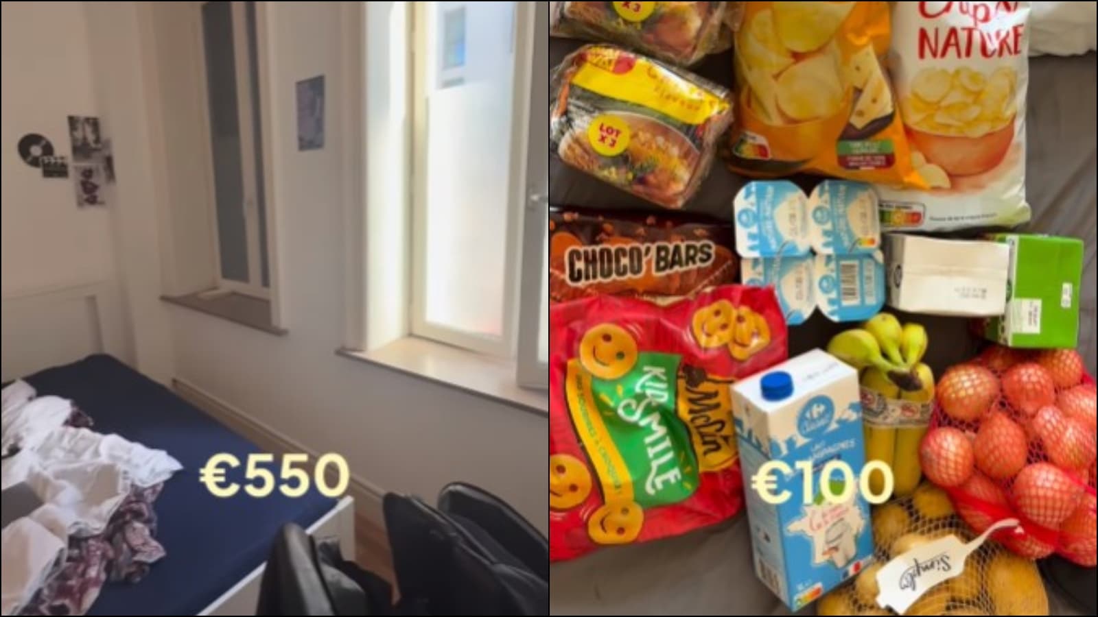 3.In the video, the student has said that she spends around 750 euros (nearly Rs 81000) every month to cover all her living costs. The rent takes the biggest bite out of her budget. She revealed that she pays 550 euros (Rs 60,000) for a shared apartment, and she shares the accommodation with some people. She further added that she spends just 100 euros (Rs 10,000) on groceries every month and cooks most of her meals instead of just depending on takeout or eating out regularly.  (Images: Instagram/@reine.living)