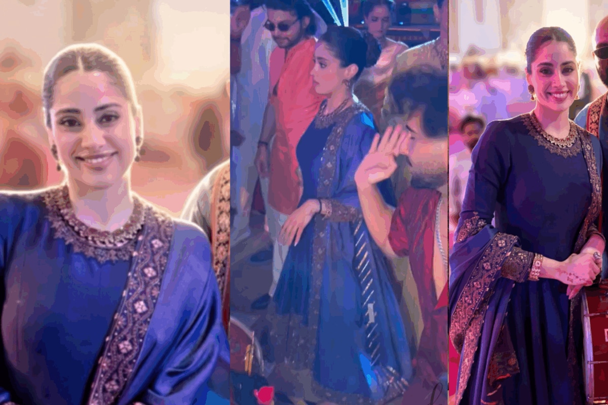 Janhvi Kapoor Dances To The Dhol At Anshula Kapoor's Wedding Reception In Mayyur Girotra Couture