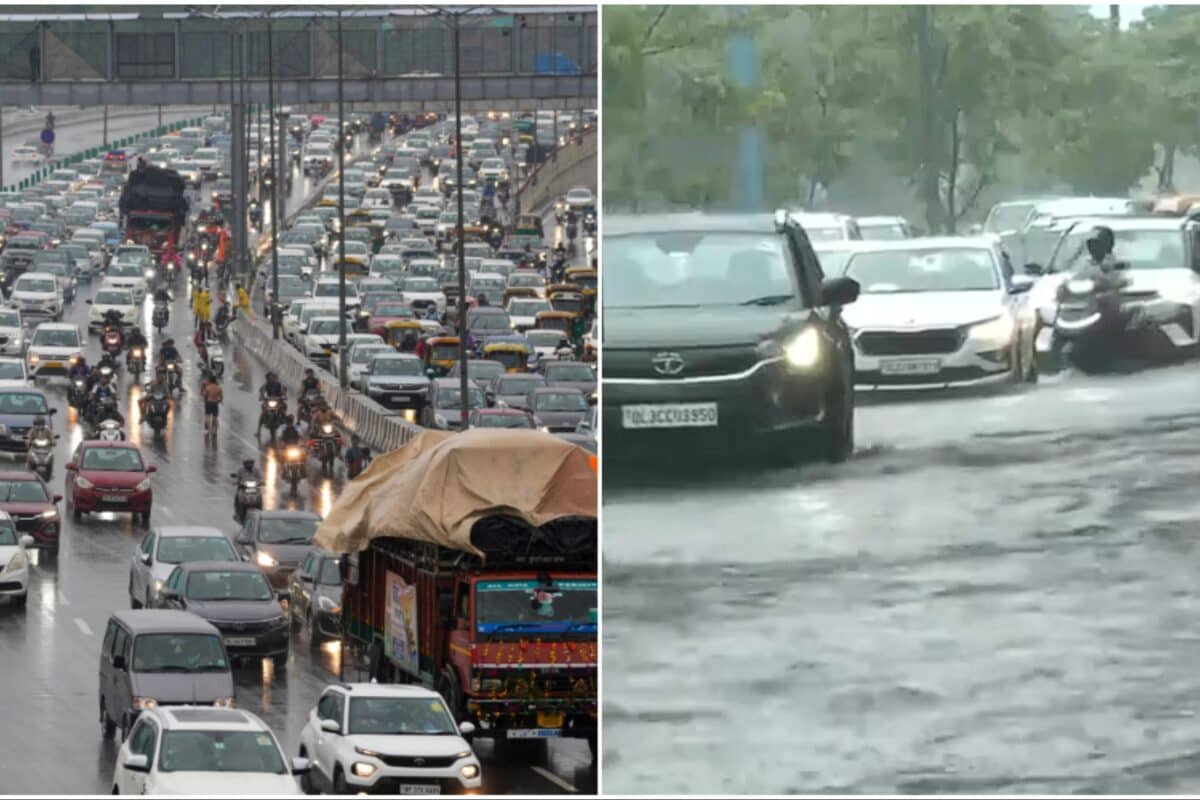 Heavy Rain Pounds Delhi-NCR As IMD Issues Red Alert; Waterlogging, Traffic Chaos In Many Areas
