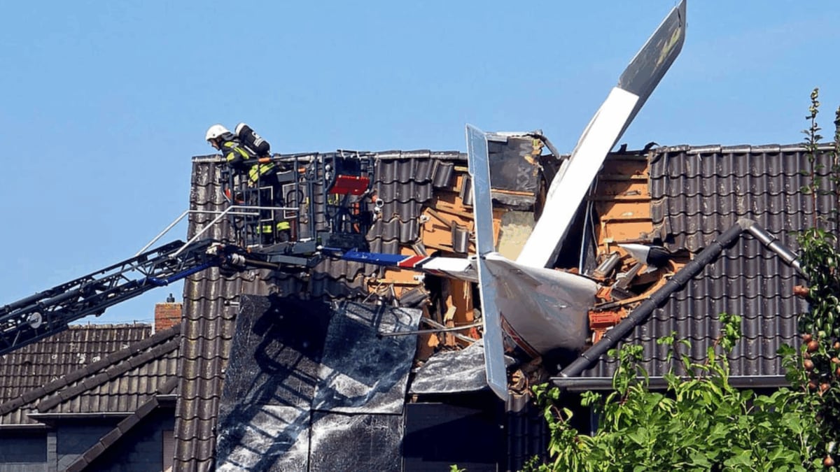 Two die as light plane crashes into house roof in Germany