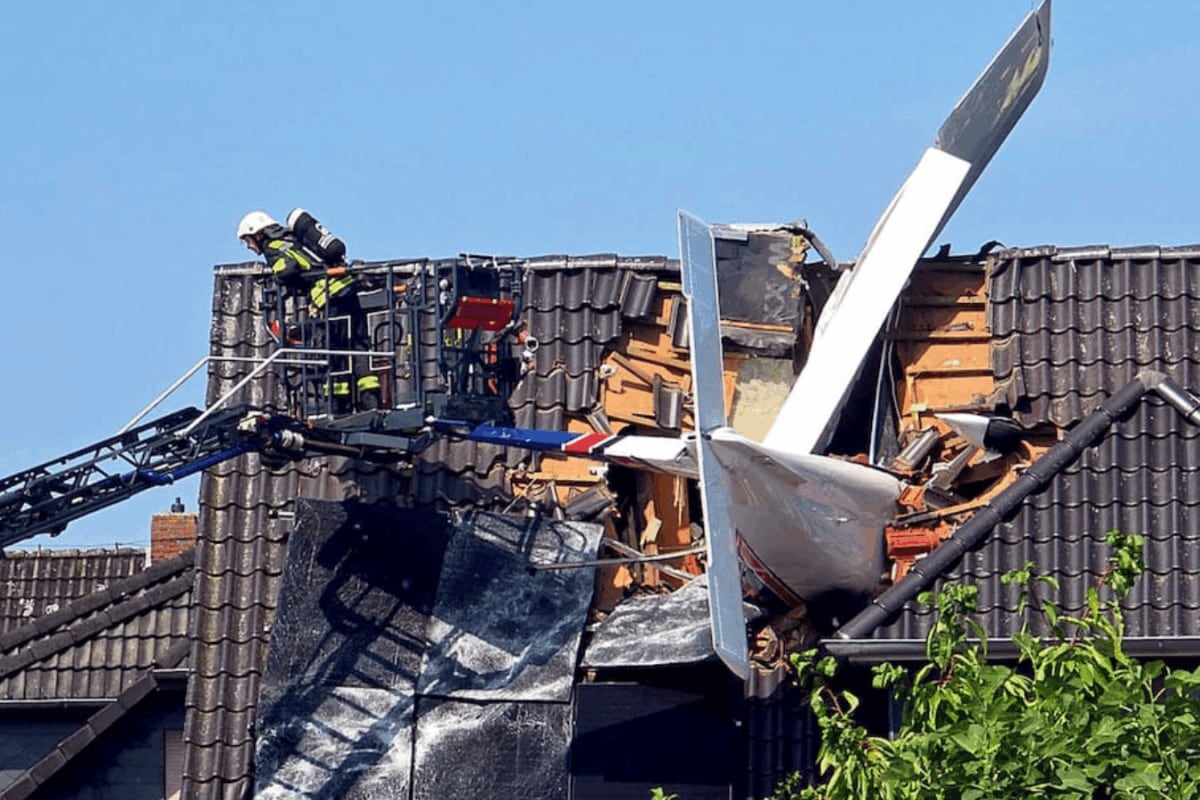 Cockpit Ripped Apart, Wings Sheared Off As Plane Crashes Into German House Roof