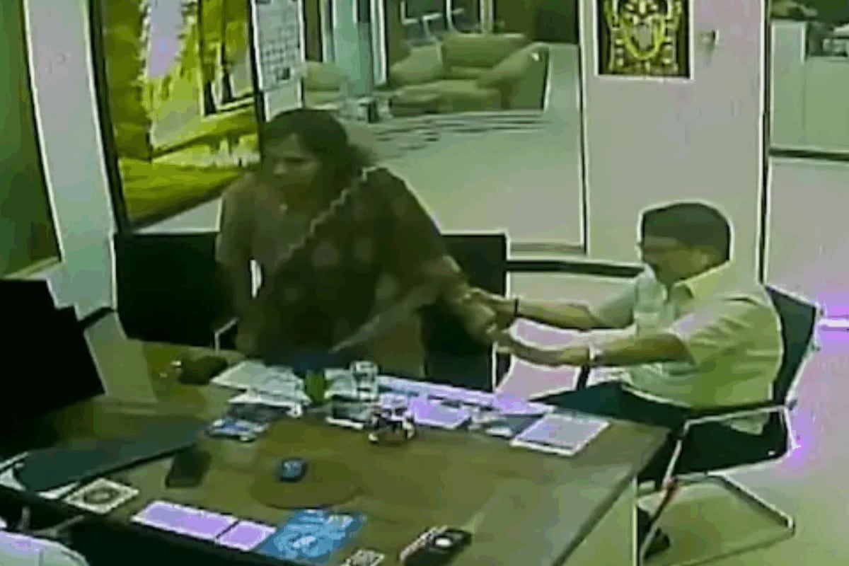 CCTV Captures Karunanidhi's Granddaughter Slapping SBI Manager After Heated Exchange | Video