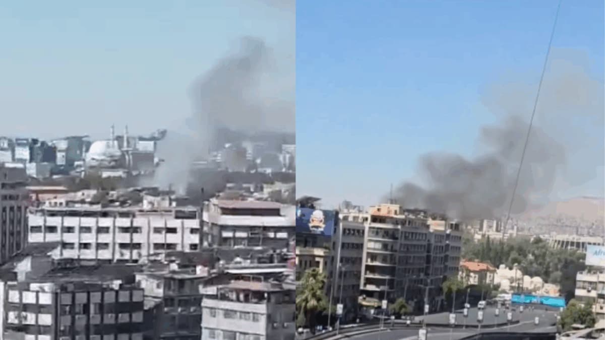 Video Captures Moment Twin Blasts Rock Area Near Macron's Hotel In Damascus