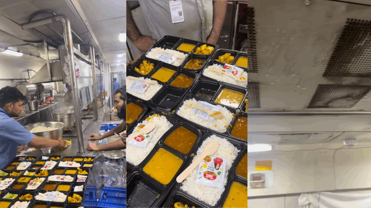‘I Pay For Food, Not This’: Viral Video Shows Water Dripping From Roof Into Food Packets Inside Train’s Pantry Car