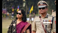 Sanchita Kumar with her husband Rajiv Kumar, Trinamool Congress MP and former acting Director General of Police. (PTI)