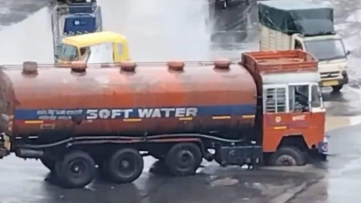 Water Tanker Trapped After Road Caves In Surat For Third Straight Day