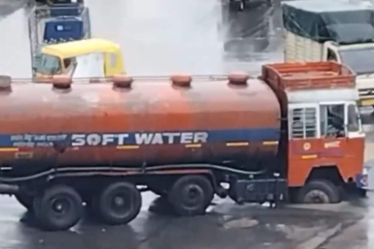 Water Tanker Trapped After Road Caves In Surat For Third Straight Day