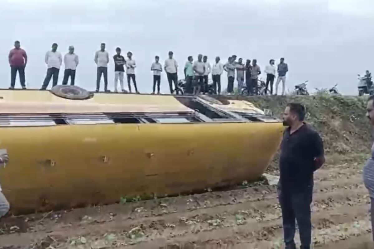 School Bus Carrying 50 Students Overturns In Maharashtra's Ahilyanagar; One Child Critical, 15 Injured
