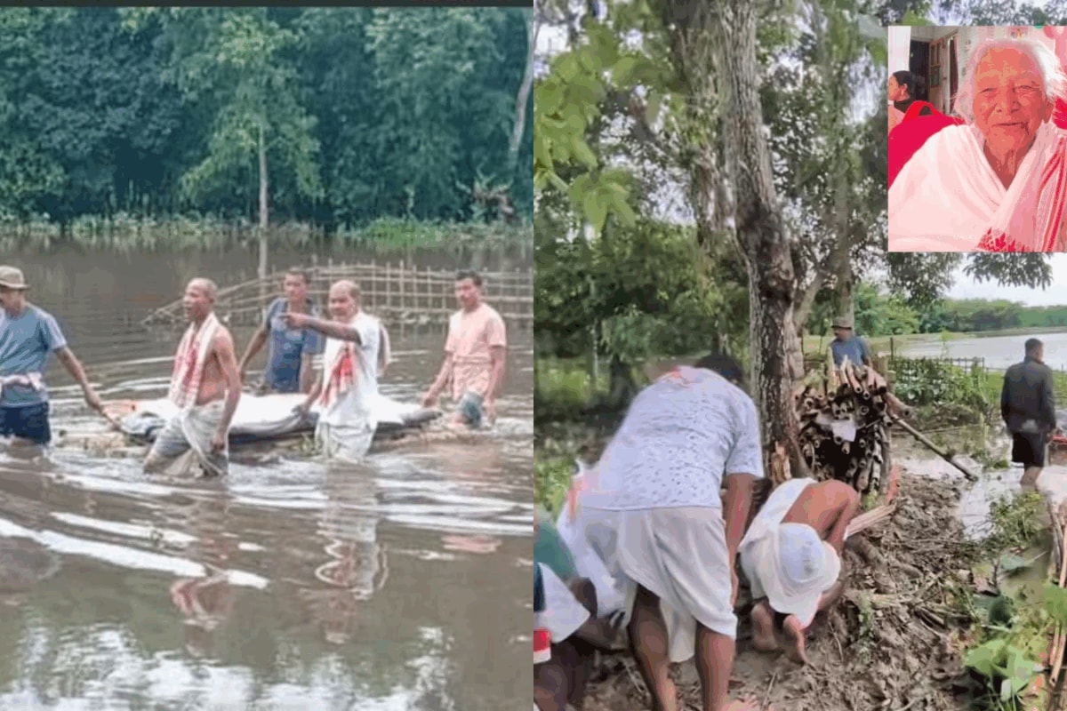 Assam Floods Turn Funeral Into A Battle: 106-Year-Old Cremated On A Tiny Patch Of Dry Land