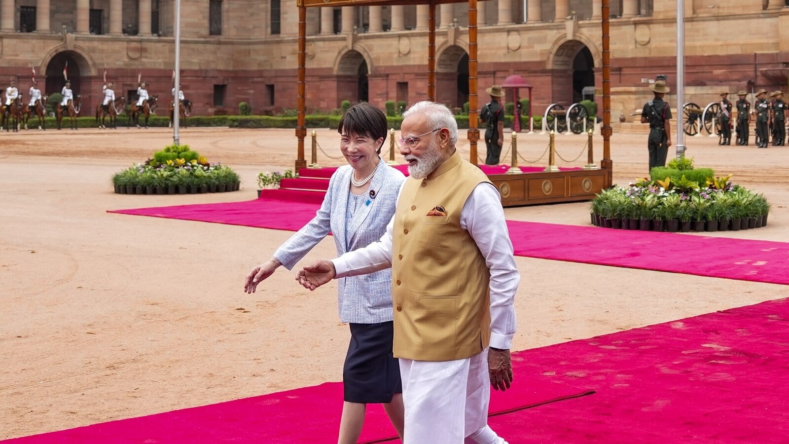 Sanae Takaichi arrived in New Delhi on Wednesday on a three-day visit to India. (PTI Photo/Ravi Choudhary)