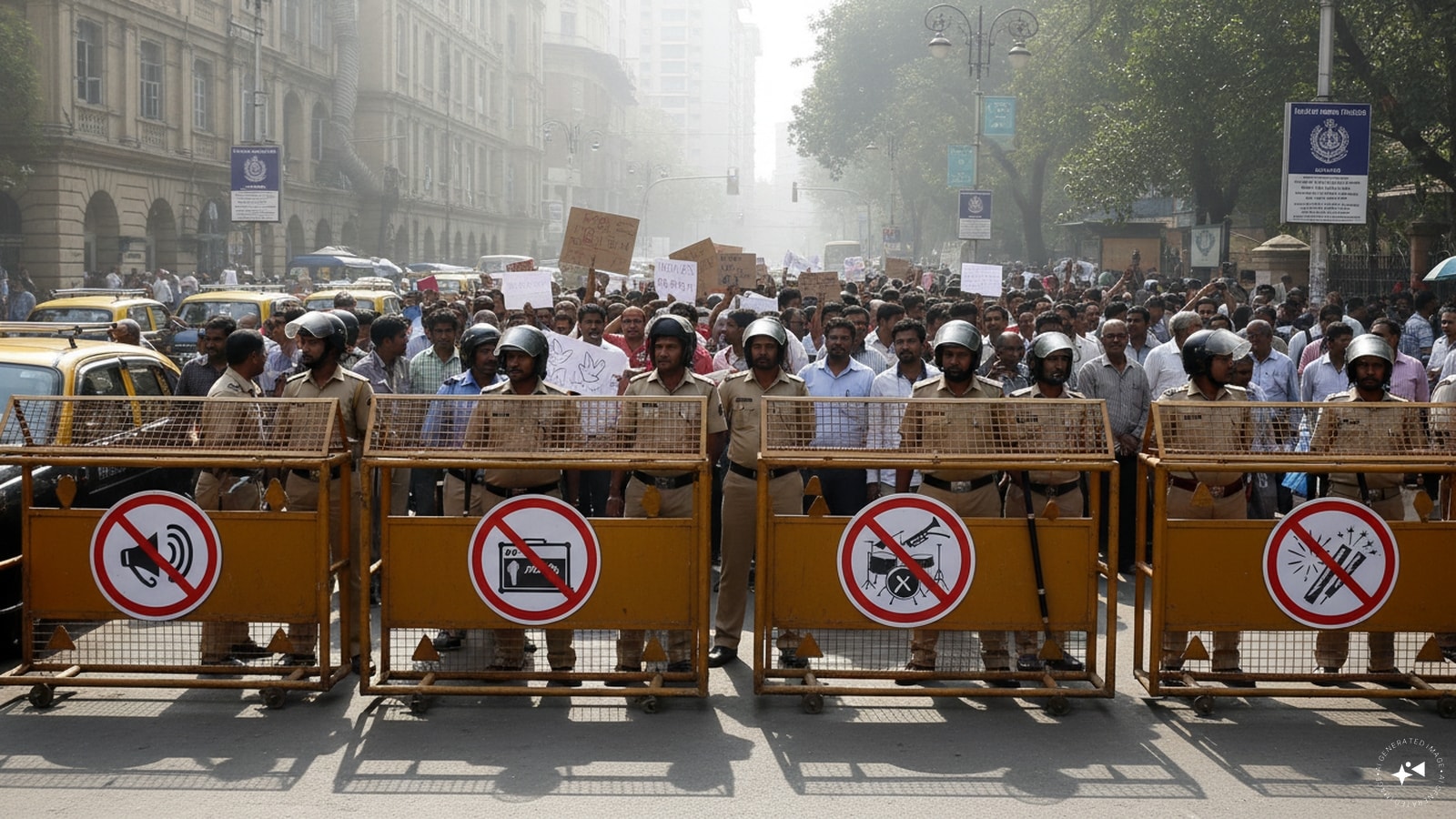 The use of loudspeakers, amplifiers, musical bands, and firecrackers in processions is banned. (AI photo)