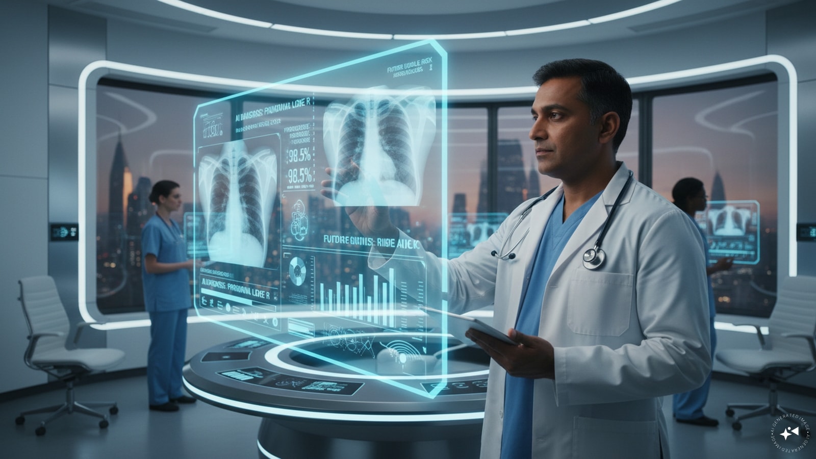 AI Is Helping Doctors Save Lives: AI is increasingly assisting hospitals by analyzing X-rays, CT scans and medical images, helping doctors detect diseases earlier. It also supports drug discovery, patient monitoring and hospital workflow management. While doctors make the final decisions, AI helps them work faster and more accurately. (AI photo)