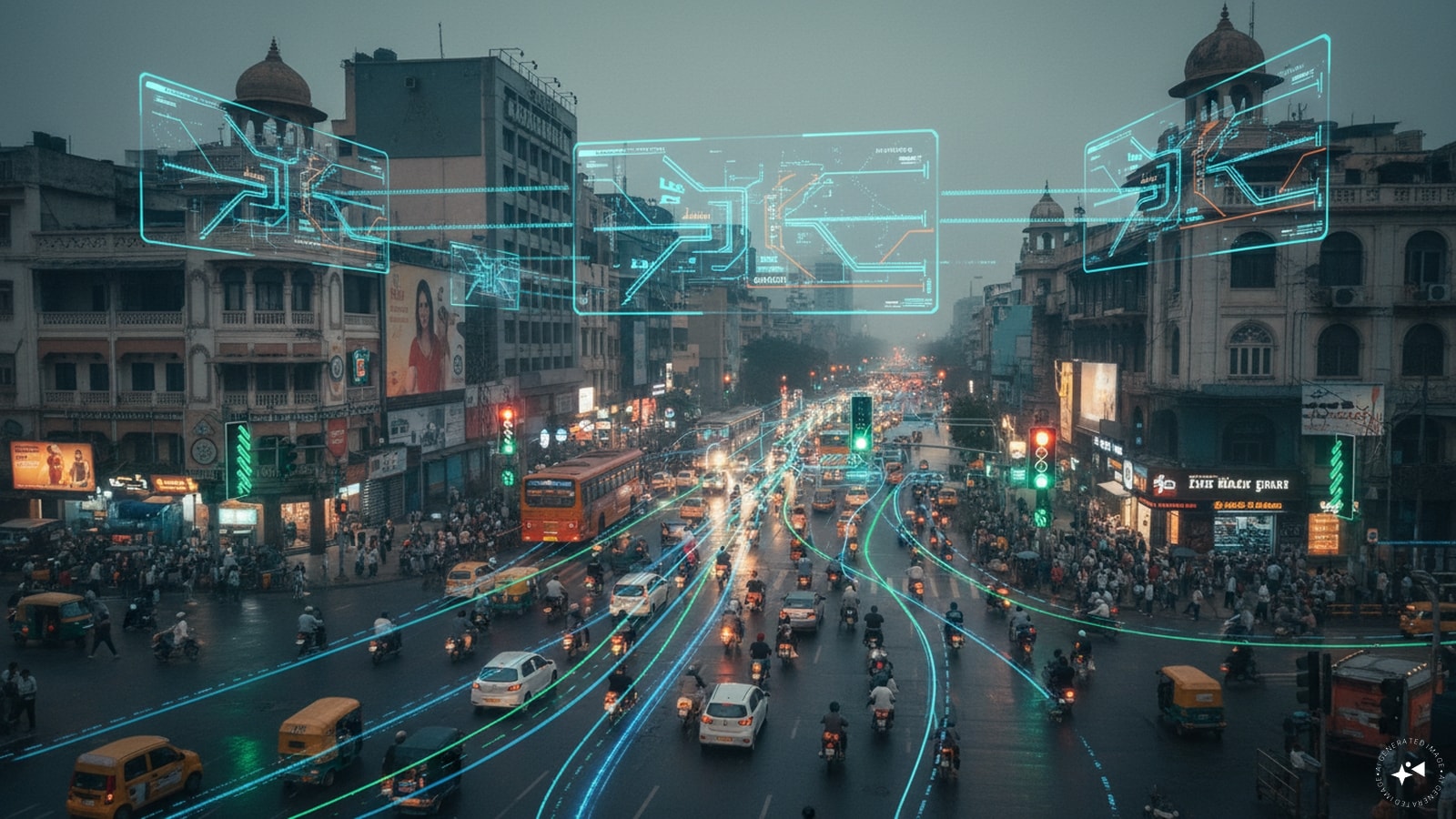 AI Helps You Beat Traffic Every Day: Whether you're driving or using ride-hailing apps, AI analyzes traffic conditions, road closures and travel patterns to suggest faster routes. Smart traffic systems are also helping cities improve signal management and reduce congestion. (AI photo)