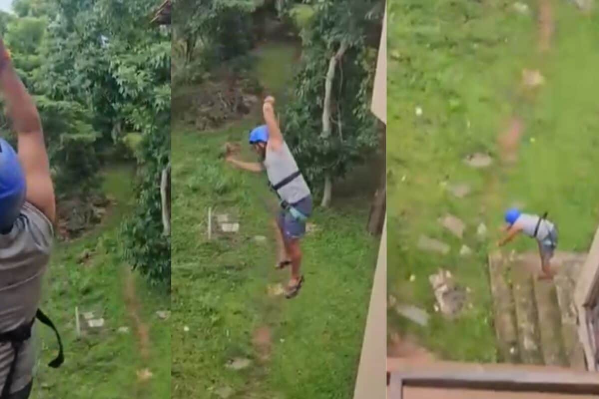 Karnataka Zipline Horror: Tourist Plunges 40 Feet Mid-Ride, Scary Video Goes Viral