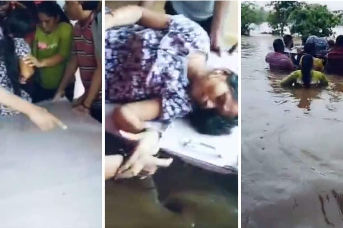 No Ambulance Amid Floods, Maharashtra Locals Turn Door Into Stretcher For Pregnant Woman