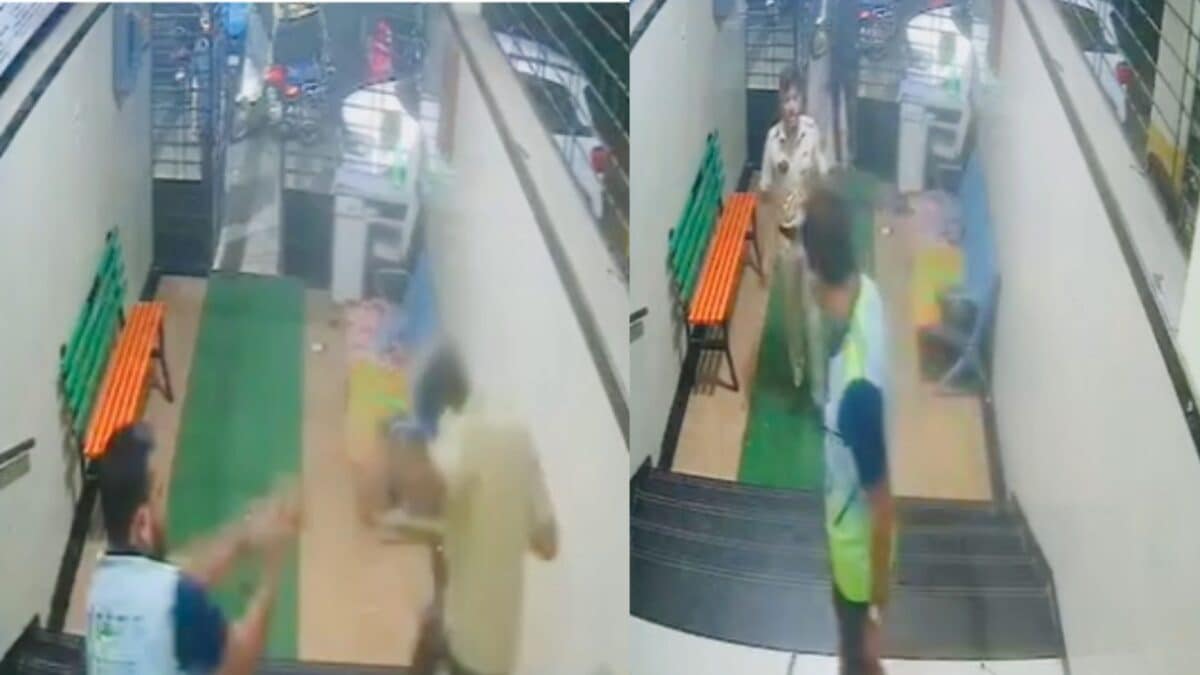 கல்யாணில் குடிபோதை ஆசாமி போலீஸ்காரரைத் தாக்கிய வீடியோ வைரல்